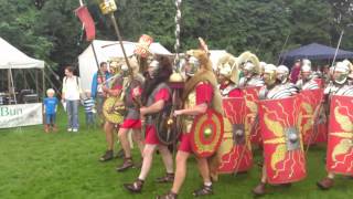 Roman Reenactment at the Amphitheatre in Caerleon Marching In [upl. by Ennylyak]