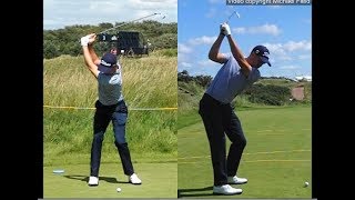 Justin Thomas golf swing  Long Iron faceon amp downtheline July 2017 [upl. by Audri]