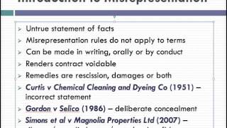 Misrepresentation Lecture 1 of 4 [upl. by Ahsa]